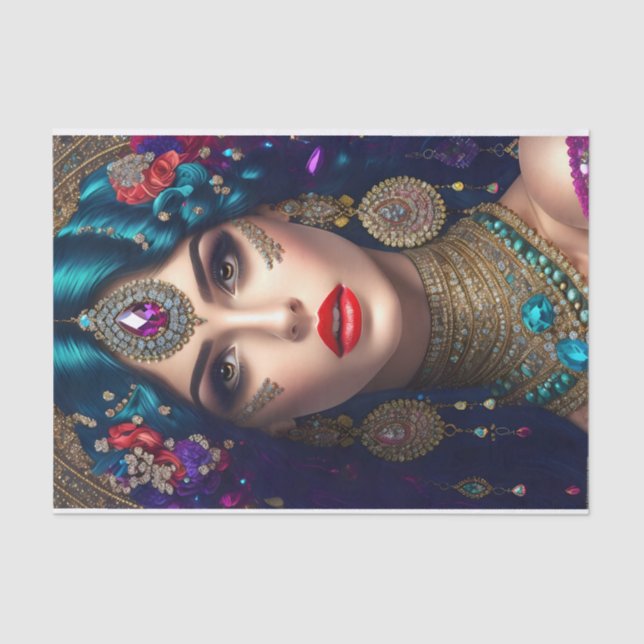 Mousseline Papier Tissu De Découpage De Femme Exotique (Recto)