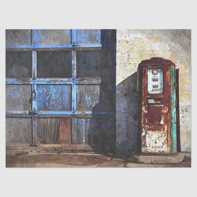 Mousseline Papier Tissu de découpage de station d'essence anc (Recto)