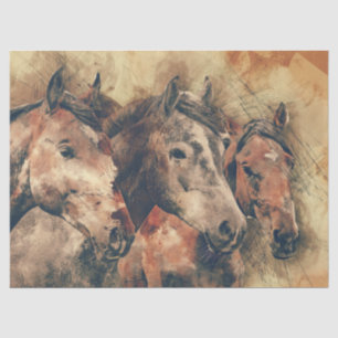 Mousseline Papier Tissu de découpage des chevaux d'aquarelle