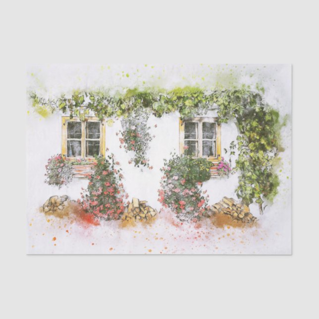 Mousseline Papier Tissu De Découpage Fleurs De Fenêtres vinta (Recto)