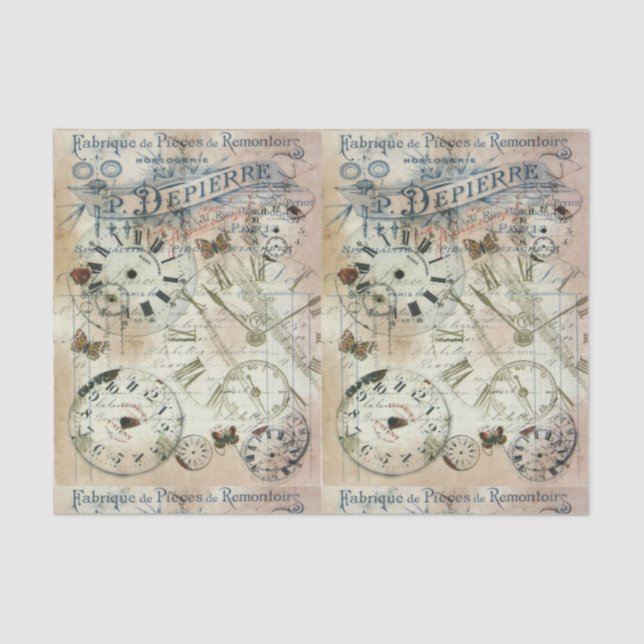 Mousseline Papier Tissu De Découpage - Papillon Toucher Vinta (Recto)