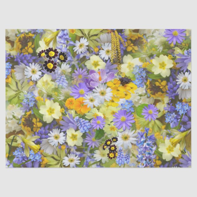 Mousseline papier tissu de fleurs de printemps (Recto)