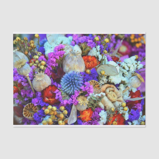 Mousseline papier tissu de fleurs vives (Recto)