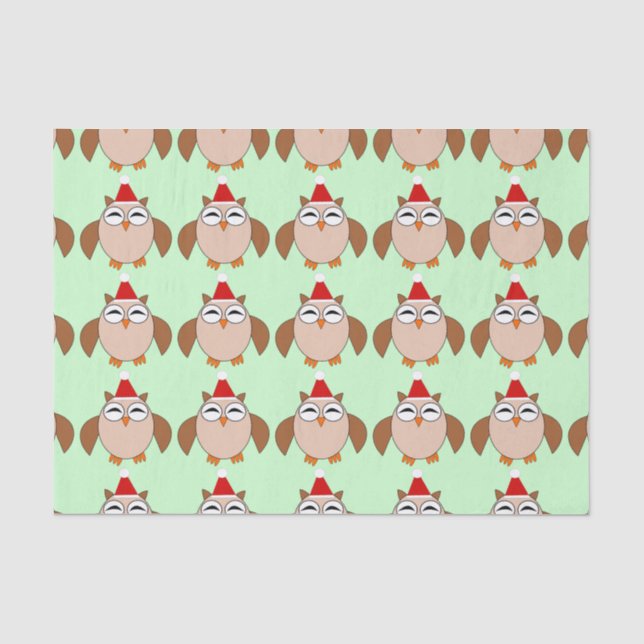 Mousseline Papier Tissu de la chouette de Noël (Recto)