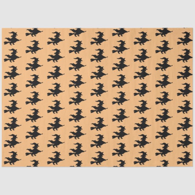 Mousseline Papier Tissu De L'Halloween Sorcière Volante (Recto)