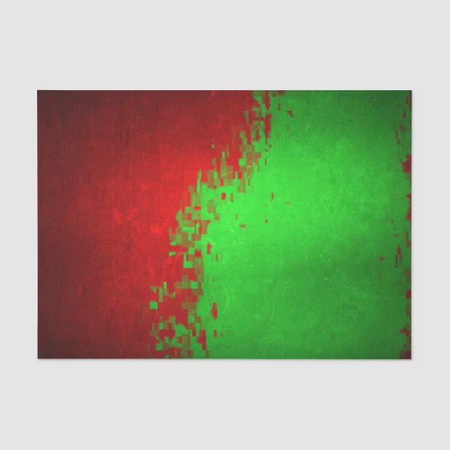 Mousseline Papier Tissu de Noël - Digital Red Green Design (Recto)