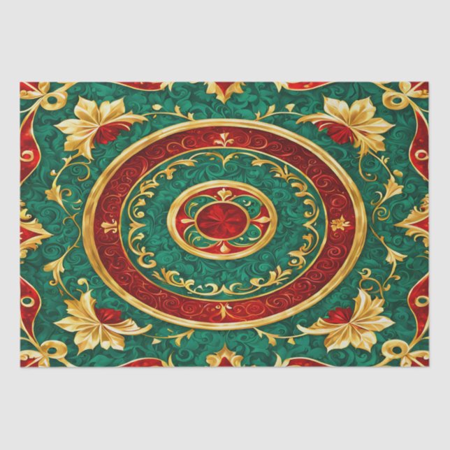 Mousseline Papier Tissu de Noël Floral (Recto)