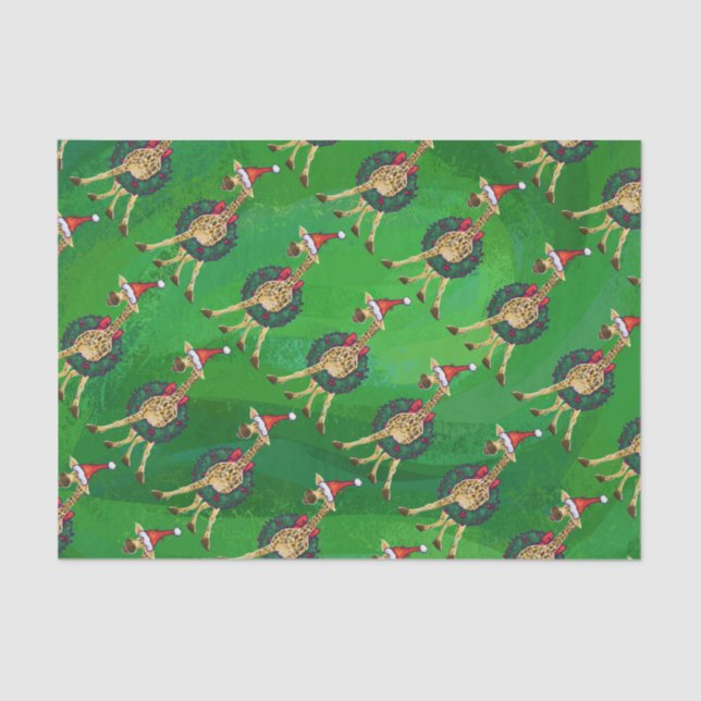 Mousseline Papier Tissu de Noël Giraffe (Recto)