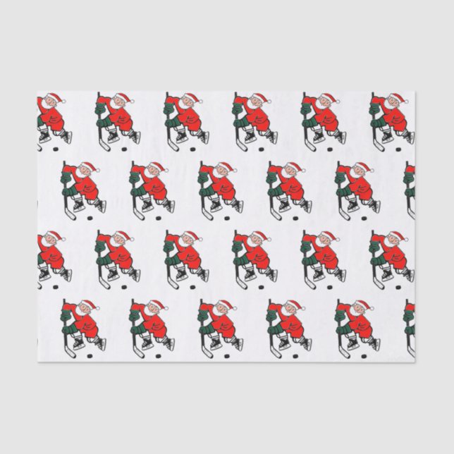 Mousseline Papier Tissu De Noël Hockey (Recto)