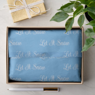 Mousseline Papier Tissu de Noël « Let It Snow » Bleu Clair