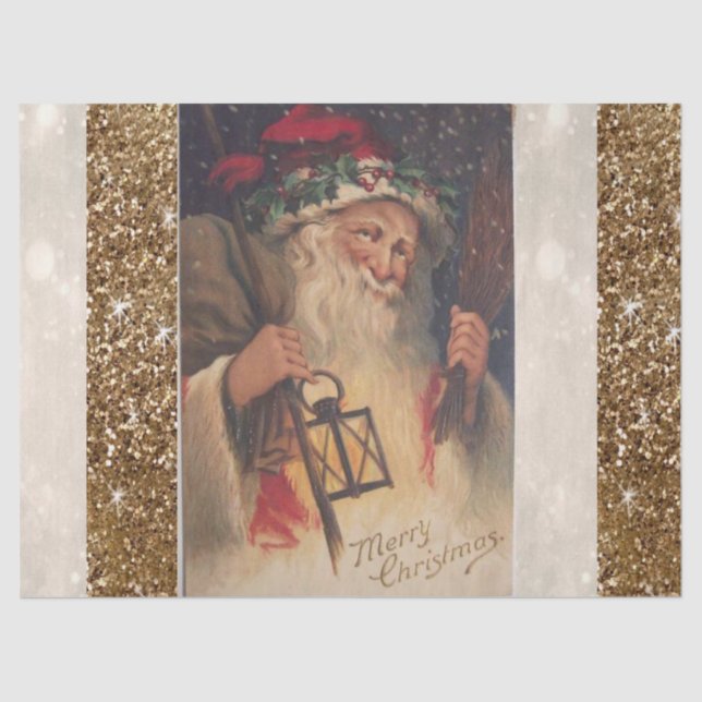 Mousseline Papier Tissu de Noël, Père Noël Vintage (Recto)