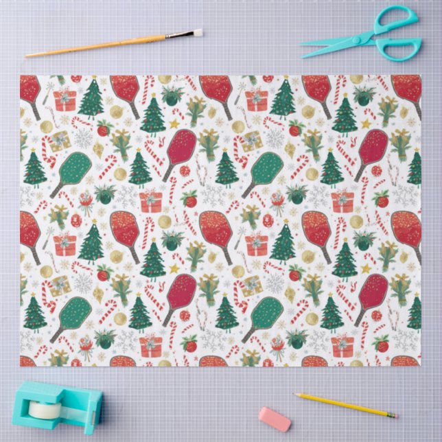 Mousseline Papier Tissu de Noël Pickball (Artisanat)