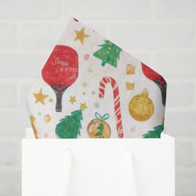 Mousseline Papier Tissu de Noël Pickball (Sac cadeau)