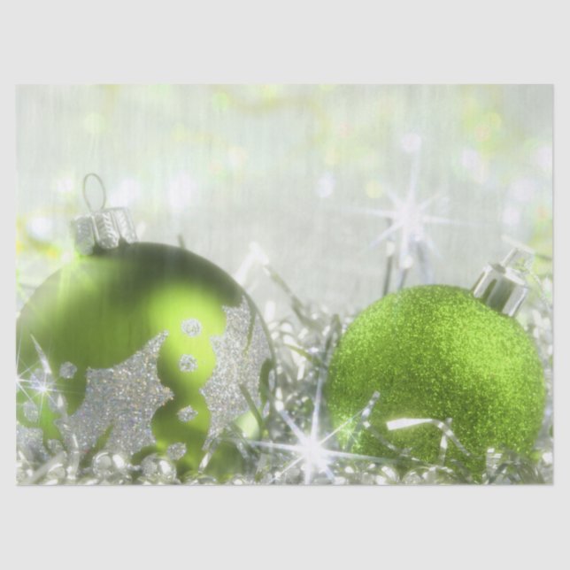 Mousseline Papier Tissu De Noël Vert Et Argent (Recto)