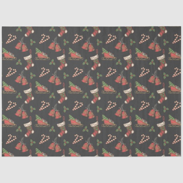 Mousseline Papier Tissu de Noël Vintage (Recto)