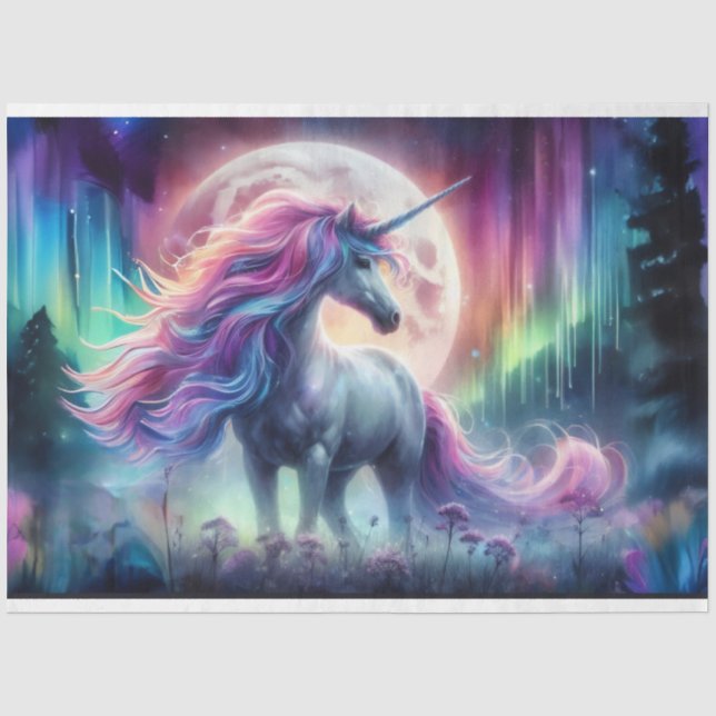 Mousseline Papier Tissu de prairie unicorne (Recto)