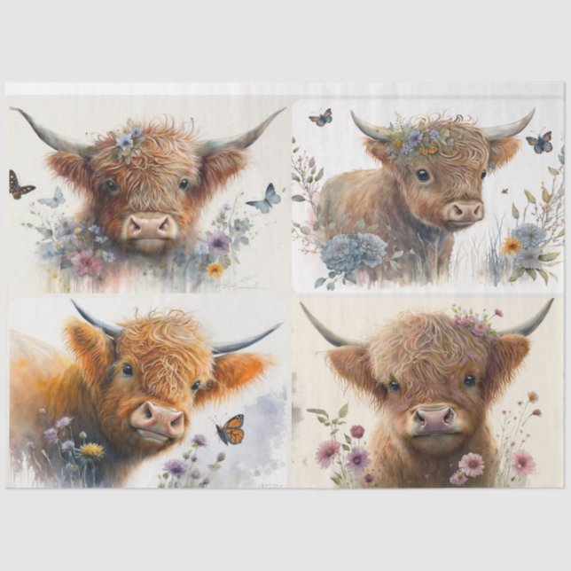 Mousseline Papier Tissu de veau bébé Highland (Recto)