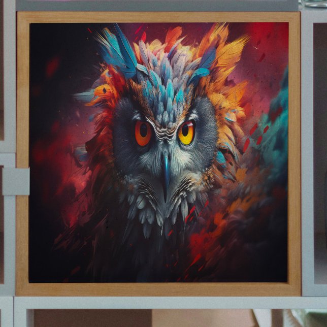 Mousseline Papier Tissu Découpage Chouette aux couleurs vives (Créateur téléchargé)