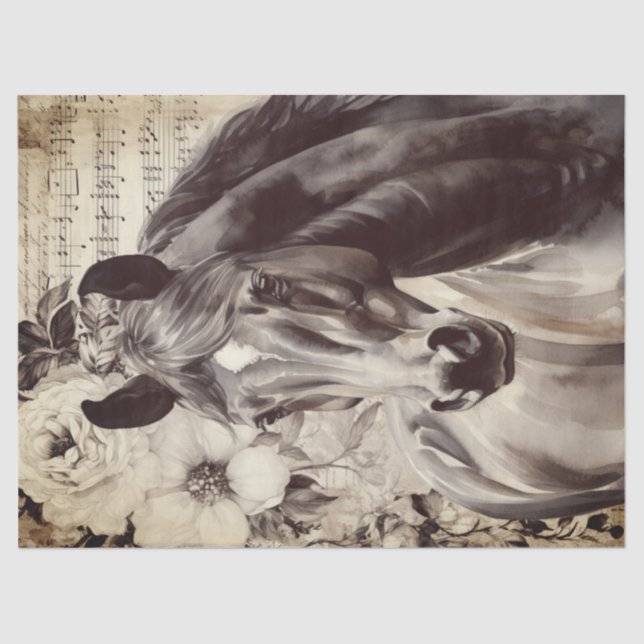 Mousseline Papier Tissu Découpage couleur d'aquarelle noir (Recto)