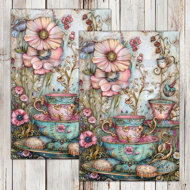 MOUSSELINE PAPIER TISSU DECOUPAGE THÈME BOHO TEA (BOHO TEA PARTY DECOUPAGE TISSUE PAPER)
