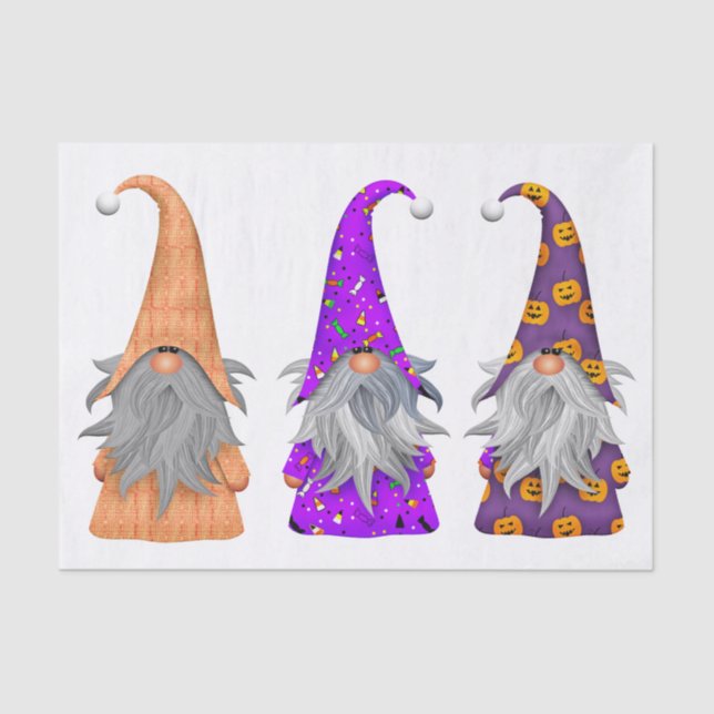 Mousseline Papier Tissu Des Trois Gnomes D'Halloween (Recto)