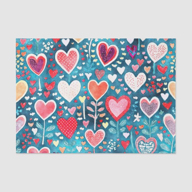 Mousseline Papier Tissu - Design Coeur (Recto)