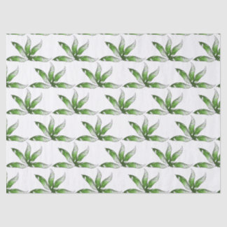 Mousseline Papier Tissu - Design de Plumes Vertes