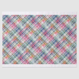 Mousseline Papier Tissu Diagonal Plaid Preppy Madras