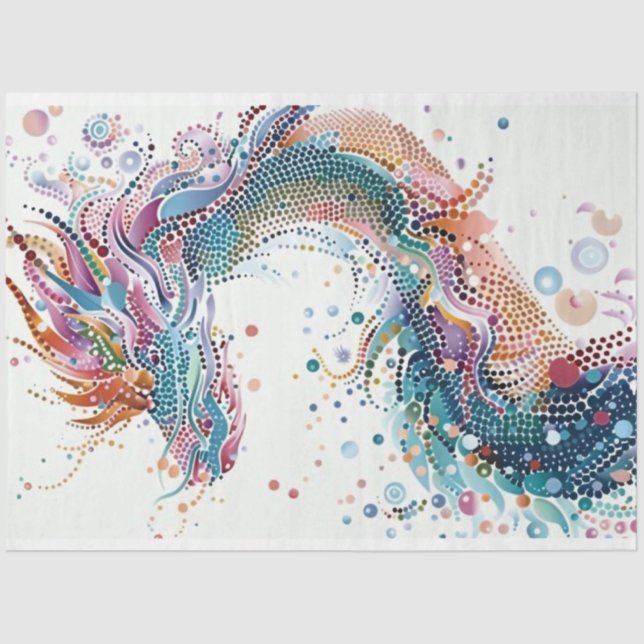 Mousseline Papier Tissu Dot Peint Dragon Vibrant (Recto)