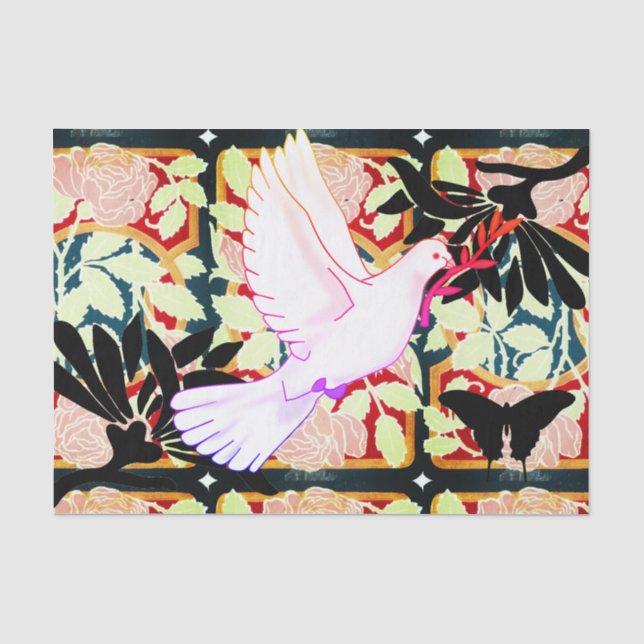 MOUSSELINE PAPIER TISSU DOVE ET VINES (Recto)