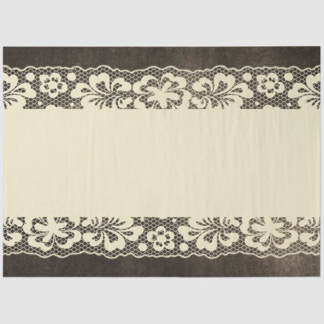 Mousseline Papier Tissu en dentelle noire vintage (Recto)