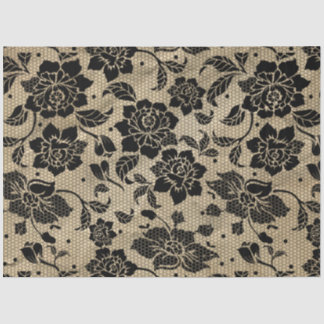 Mousseline Papier Tissu en dentelle noire vintage