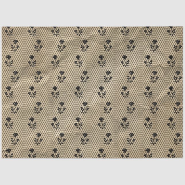 Mousseline Papier Tissu en dentelle noire vintage (Recto)
