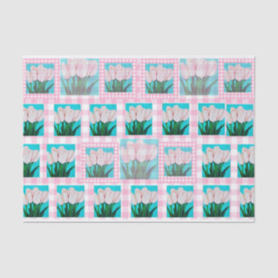 Mousseline Papier Tissu En vichy rose