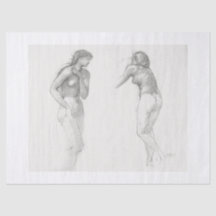 PAPIER TISSU : ÉTUDE FEMME : EDWARD BURNE JONES