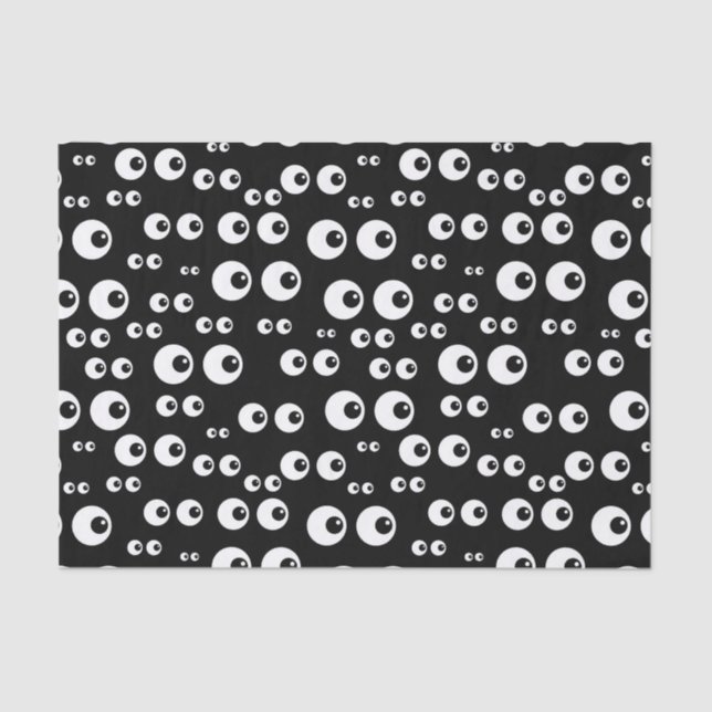 Mousseline Papier Tissu Eyeball Noir & Blanc (Recto)