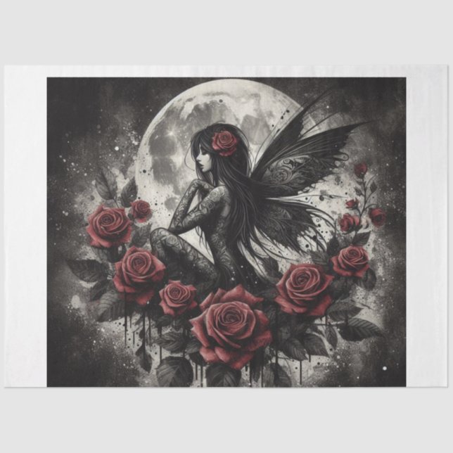 Mousseline Papier Tissu Fairy foncé (Recto)