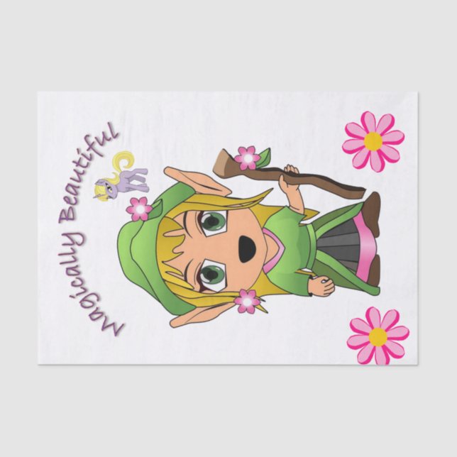 Mousseline Papier Tissu Fairy Pony Magie (Recto)