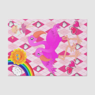 Mousseline Papier Tissu Flamant rose rose Fée Rainbow Sun