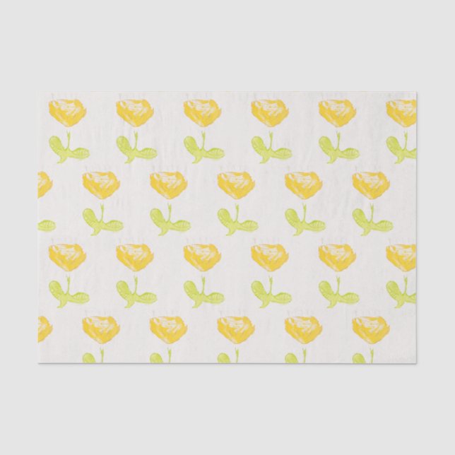 Mousseline Papier Tissu Fleur Jaune (Recto)