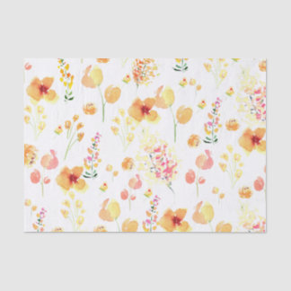 Mousseline Papier Tissu - Fleurs d'aquarelle brillantes