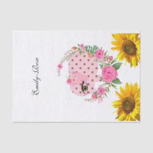 Mousseline Papier Tissu Floral De Tournesol Rose Elephant