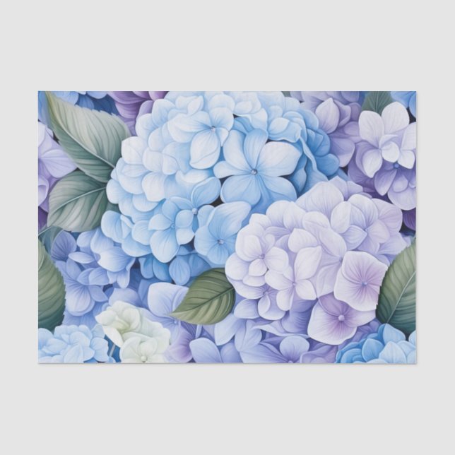 Mousseline Papier Tissu Floral Hydrangée (Recto)