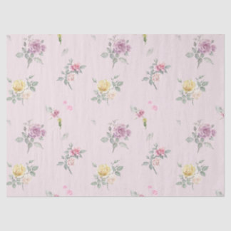 Mousseline Papier Tissu Floral Rose Aquarelle Rose Clair