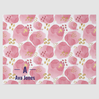 Mousseline Papier Tissu Floral Rose Personnalisé - Chat Perso
