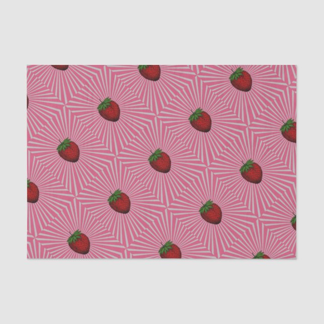 Mousseline Papier Tissu Fraise Trippy (Recto)