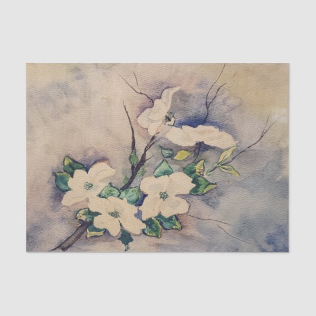 Mousseline Papier Tissu Gardenia Watercolor (Recto)