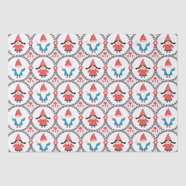 Mousseline Papier Tissu Gnome de Noël mignon (Recto)