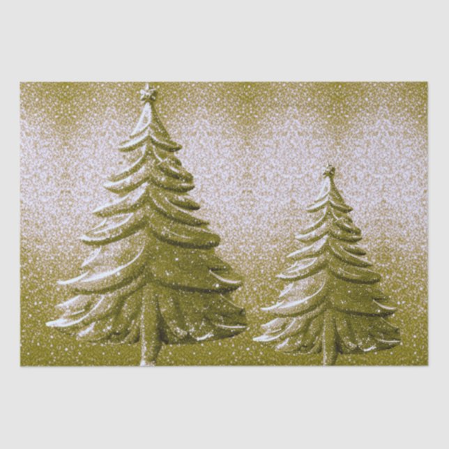 Mousseline Papier Tissu Gold Holiday Christmas Tree (Recto)