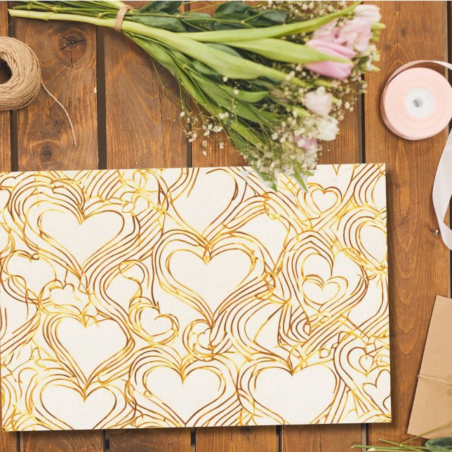 Mousseline Papier Tissu Golden Heart (Créateur téléchargé)